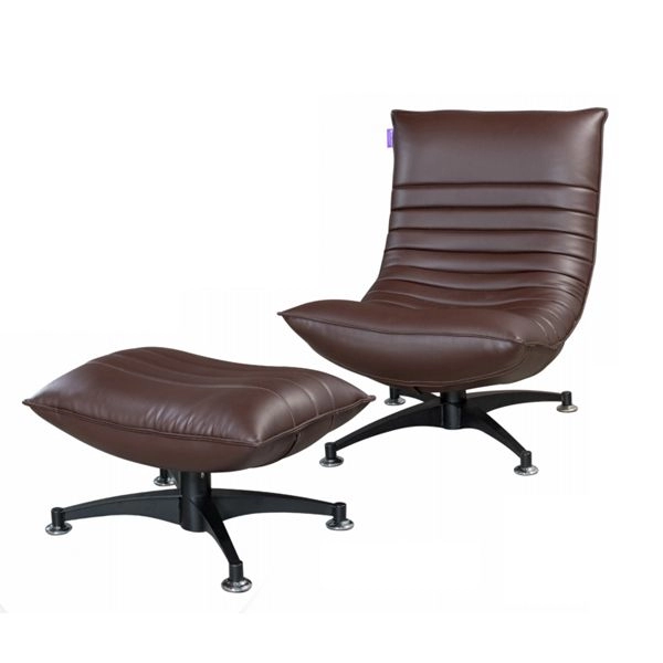 IRIS Recliner Relax-Chair With Pouf (PU) PU Brown